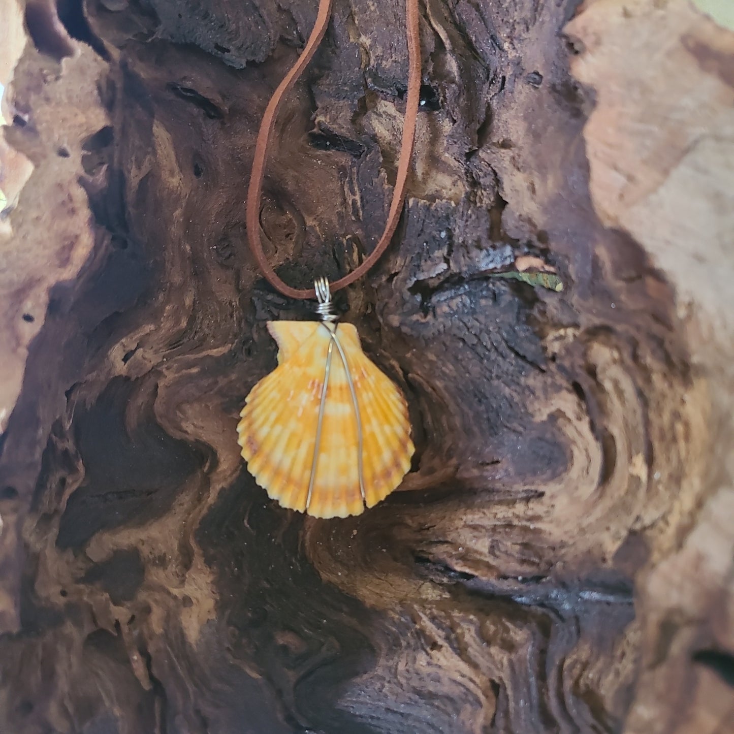 Vibrant Orange Scallop Shell Necklace