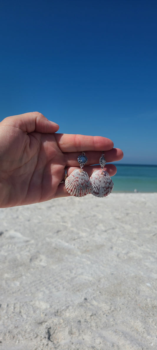 Medium Dangle Calico Scallop Earrings