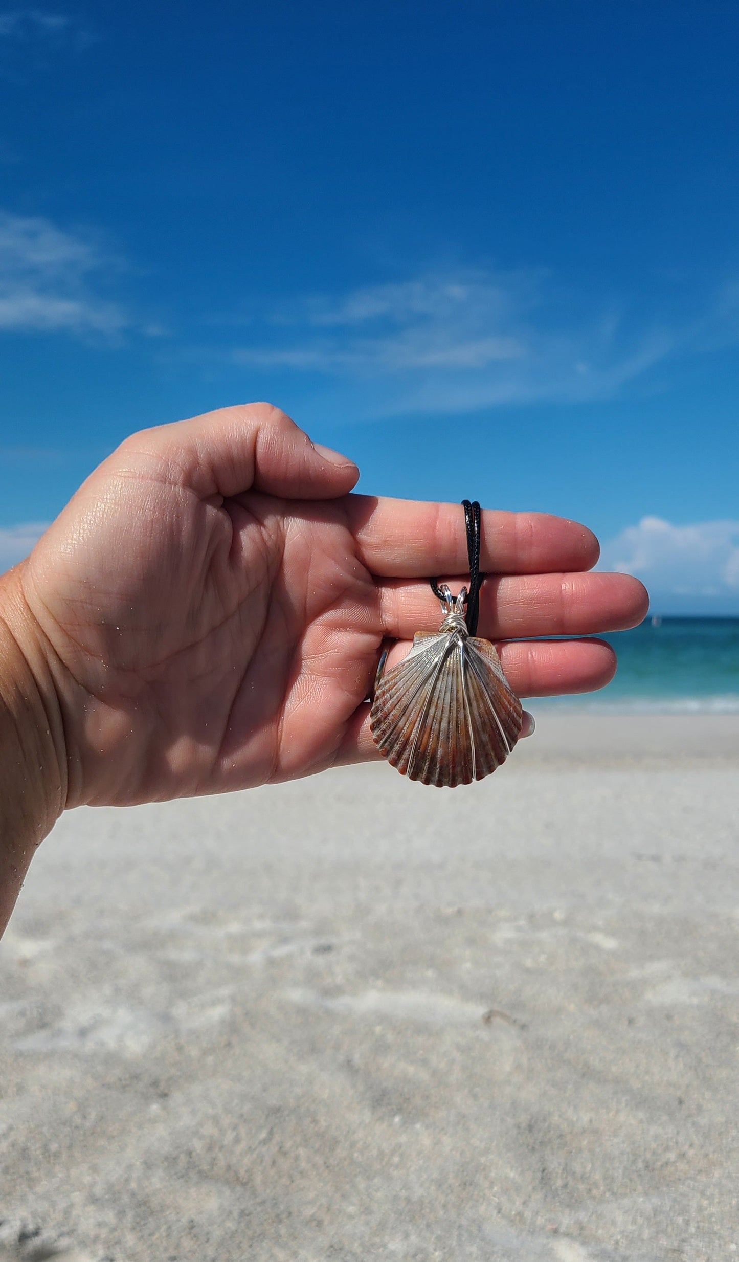 Beautiful Wrapped Bay Scallop Necklace