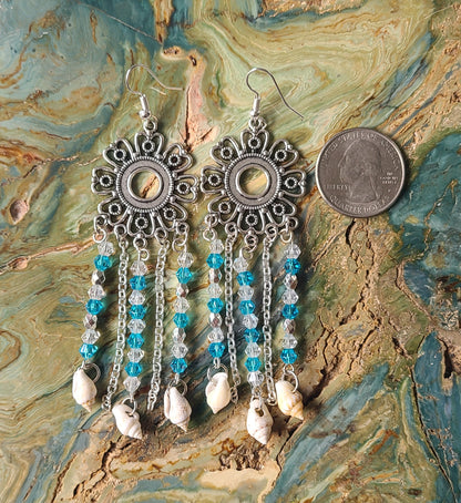 Amazing Stripped Nassa Chandelier Earrings