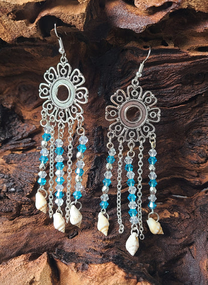 Amazing Stripped Nassa Chandelier Earrings