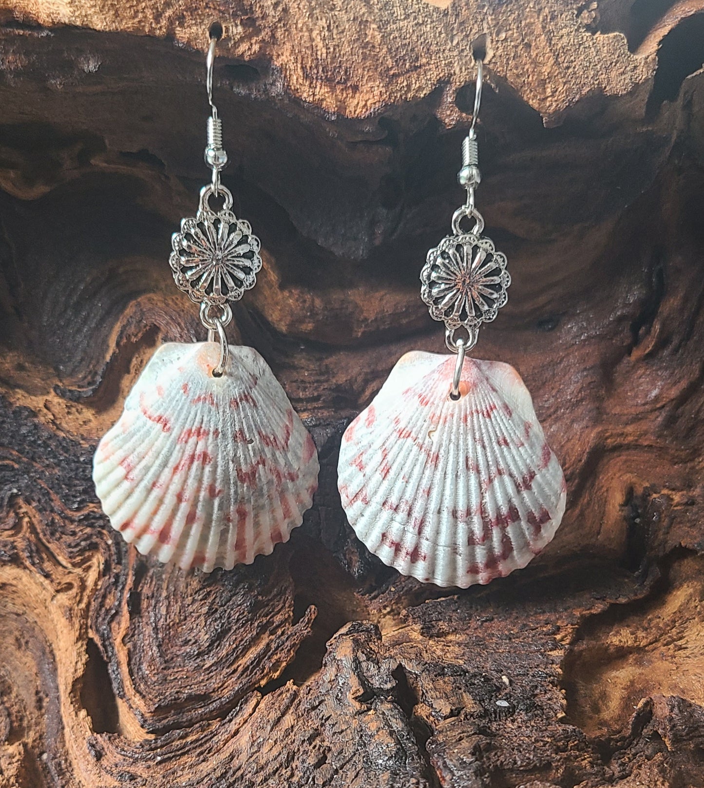 Medium Dangle Calico Scallop Earrings