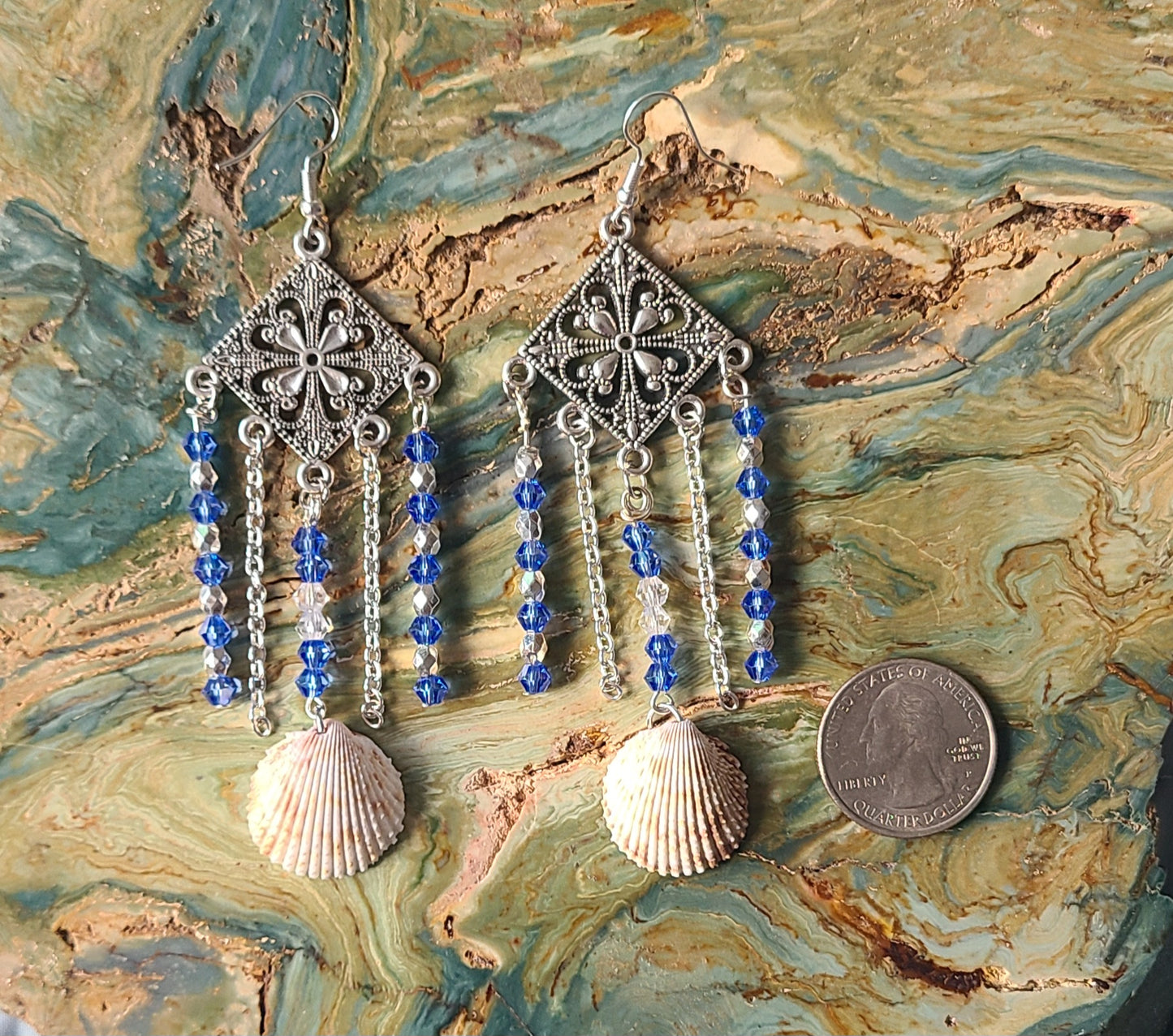 Beautiful Chandelier Cockle Shell Earrings