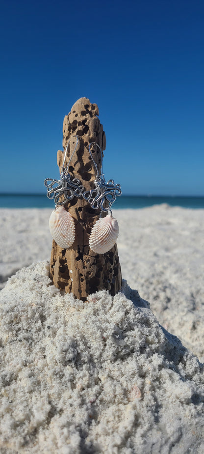 Cockle Shell and Octopus Earrings