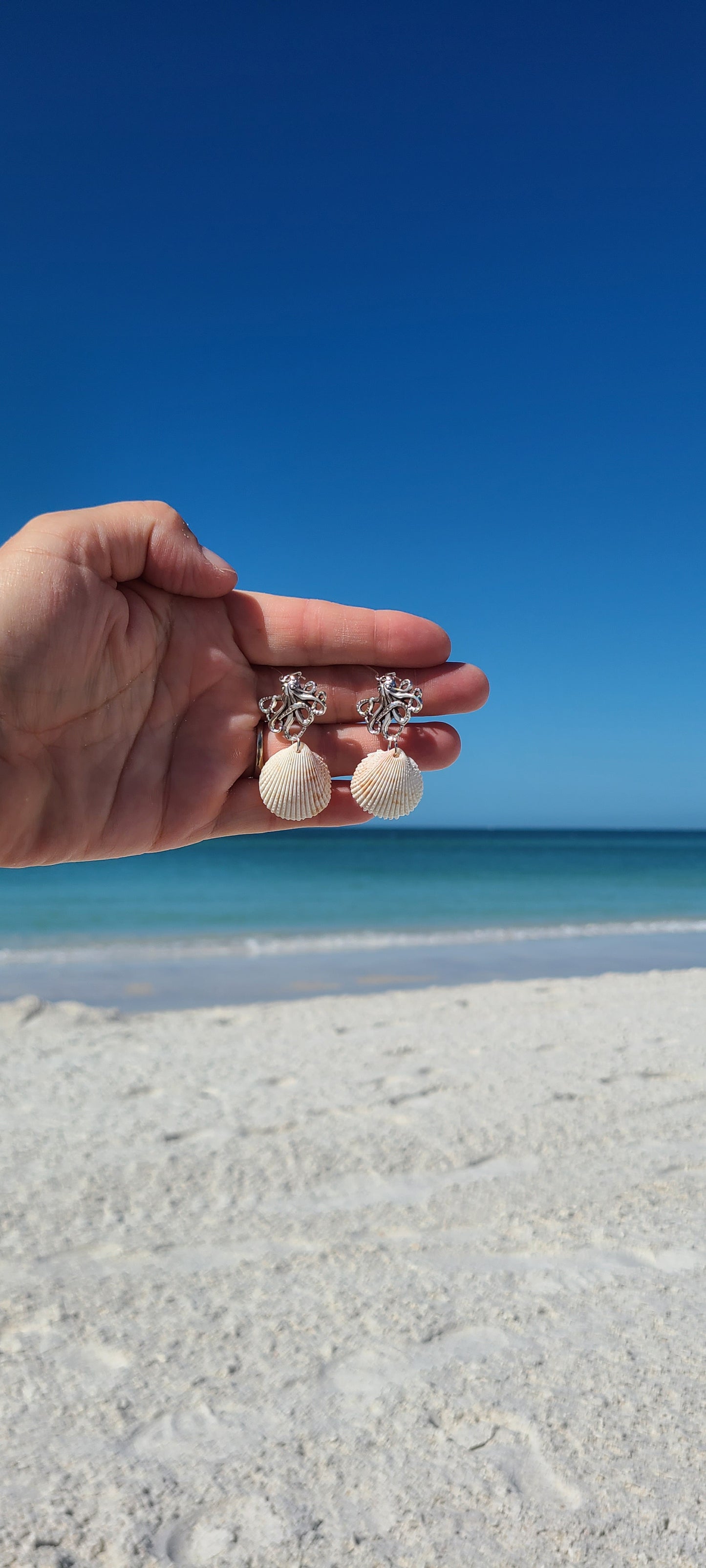 Cockle Shell and Octopus Earrings