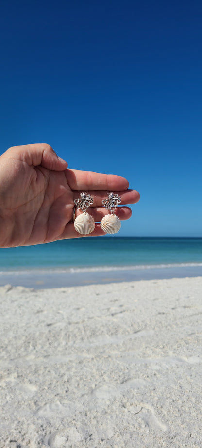 Cockle Shell and Octopus Earrings