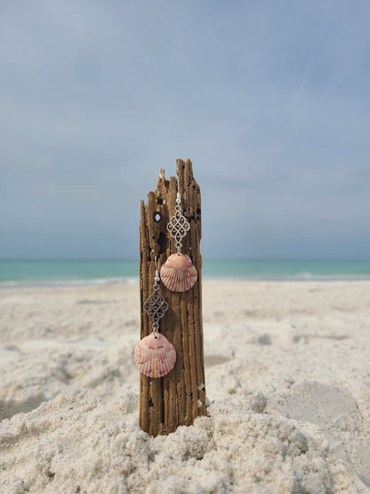 Beautiful Colored Scallop Shell Dangle Earrings