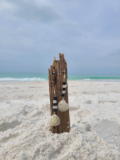 Back and White Jingle Shell Earrings