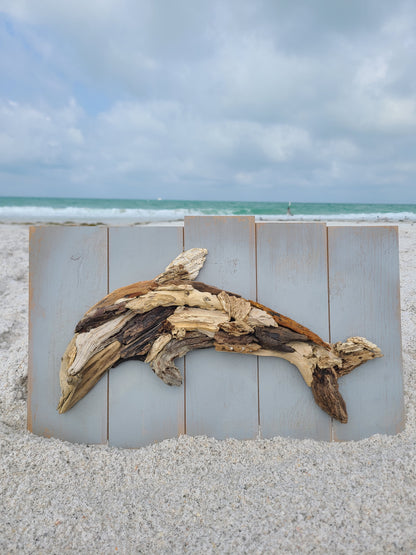 'Dolphin Love II' Driftwood Wall Art