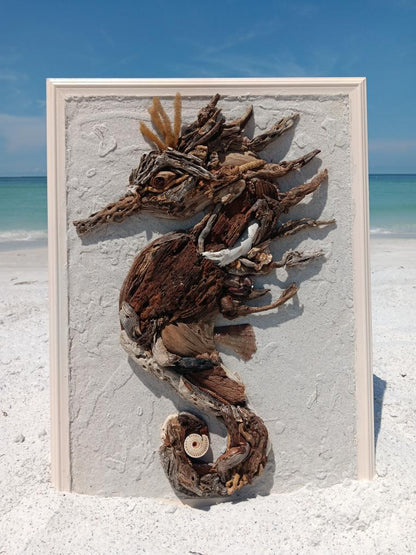 'Seahorse Love' (Driftwood Wall Art)